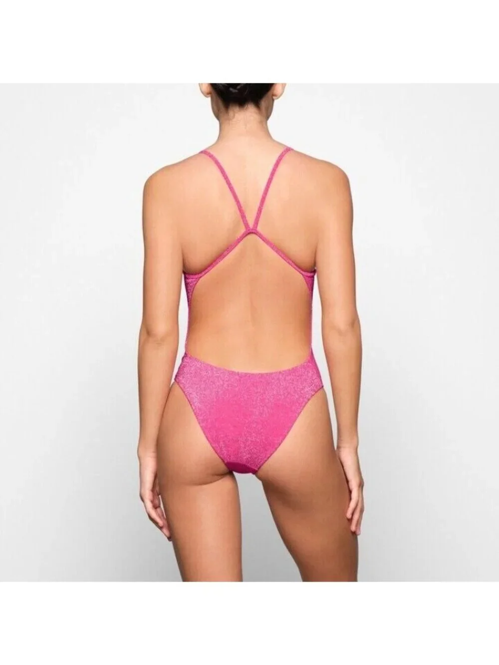 SKIMS Magenta Pink Glitter One Piece Swimsuit for Women Plus Size 4X New